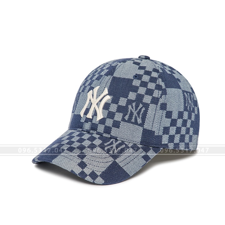 Mũ NY MLB Checker Board Denim Cao Cấp, Hàng Nhập Đầy Đủ Tem, Phong Cách Hàn Quốc, Nón LA NY Đẹp