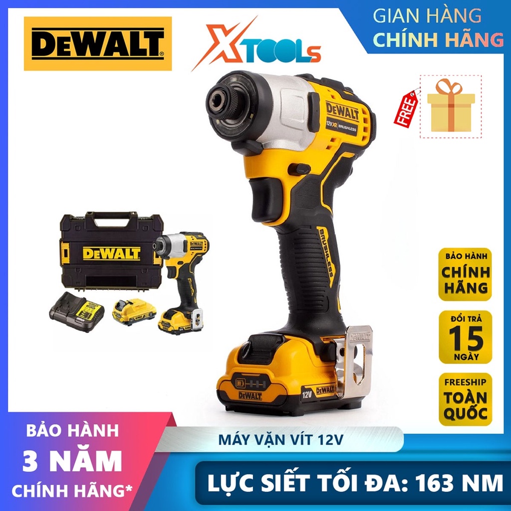 Máy vặn vít dùng pin DEWALT DCF801D2-KR Máy khoan cầm tay sử dụng pin 12V Li-ion XR mới nhất, động cơ không chổi than