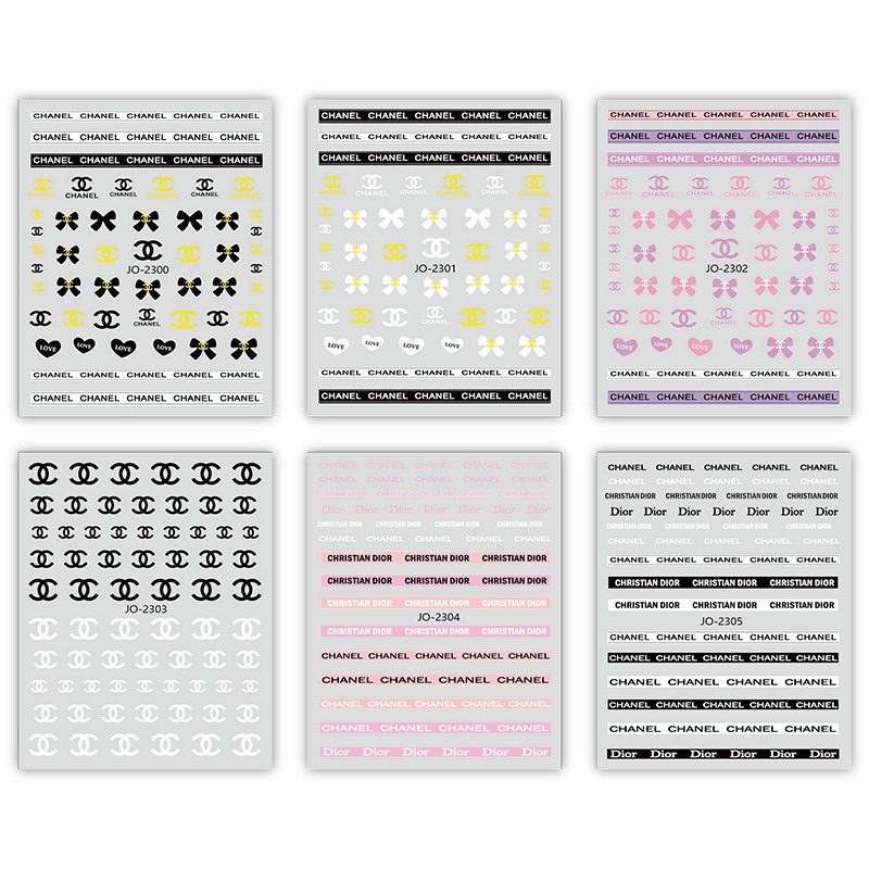 Sticker miếng dán móng nail logo thương hiệu sang trọng