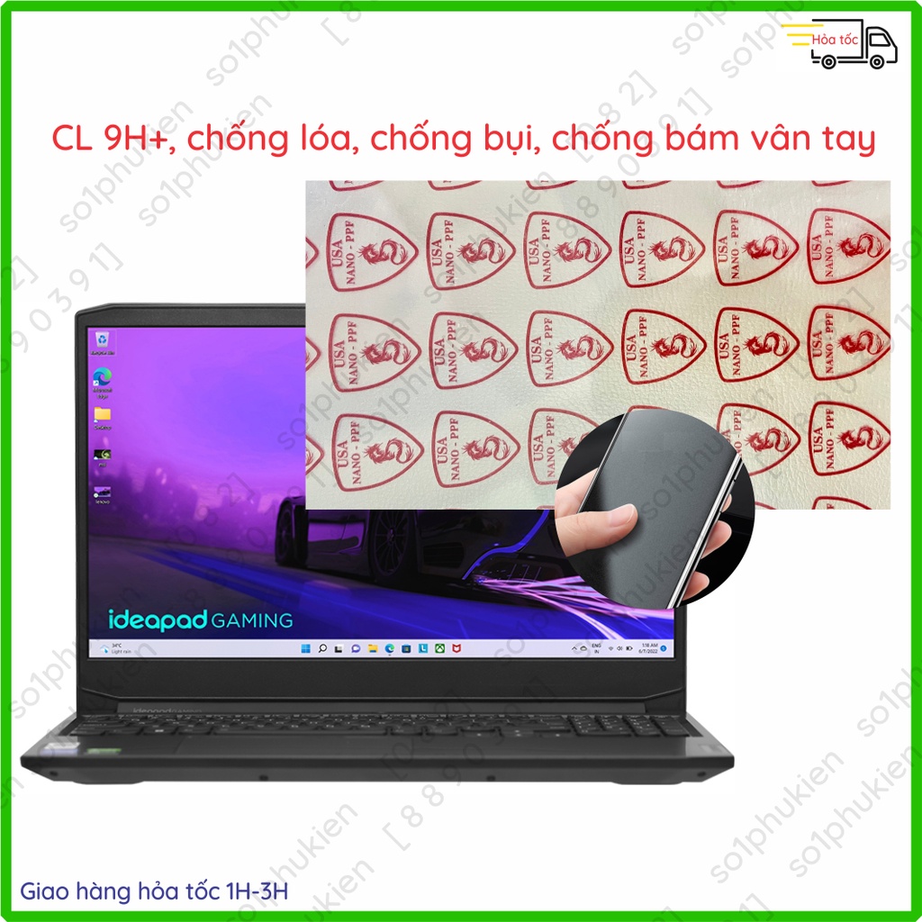 Dán màn hình cường lực Laptop Lenovo IdeaPad Gaming 3 15ACH6 nano trong suốt / nhám chống lóa /bảo vệ mắt