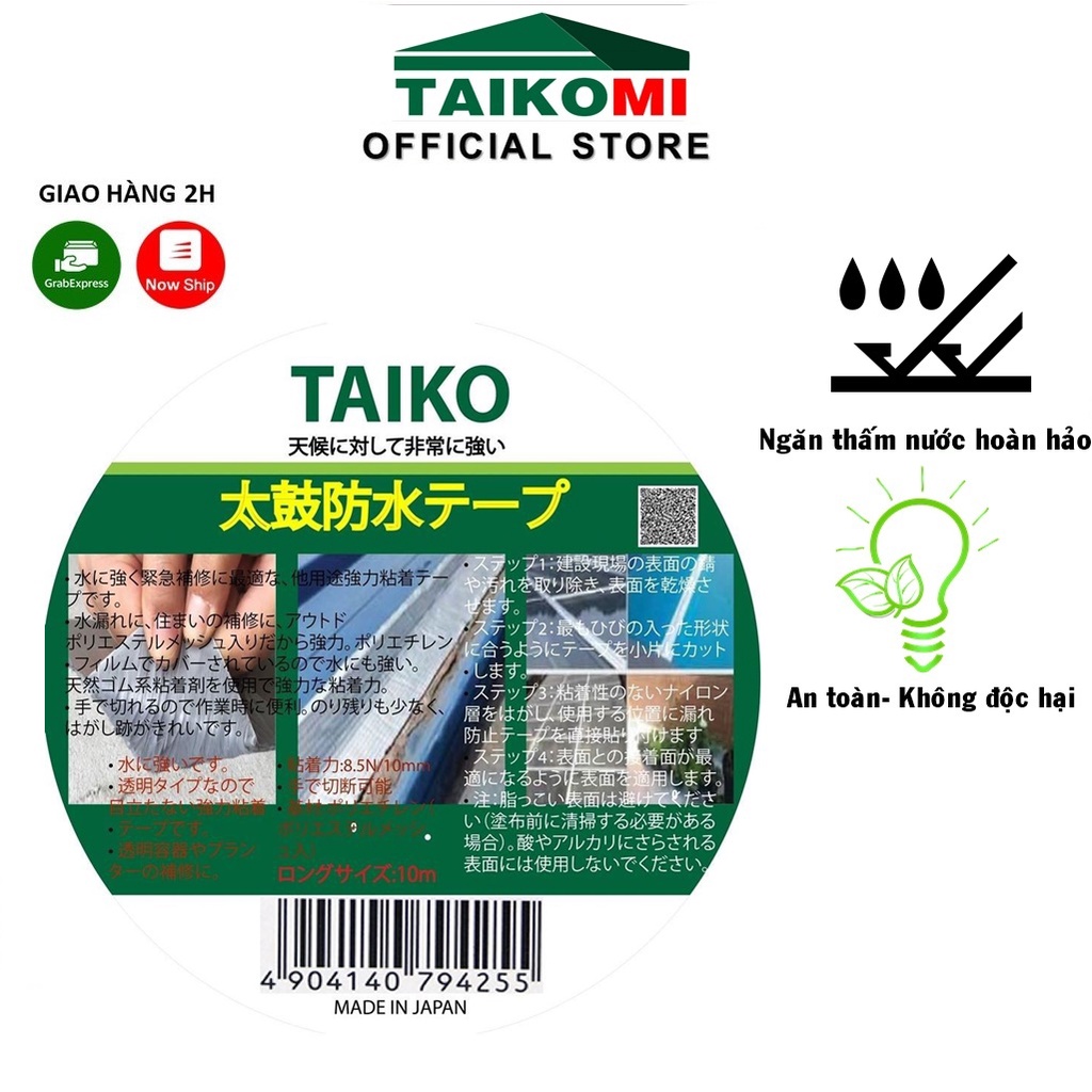 Băng keo chống thấm Taikomi - Chống dột mái tôn, khe tôn và tường hiệu quả cao, siêu bám dính. Phân Phối Chính Hãng