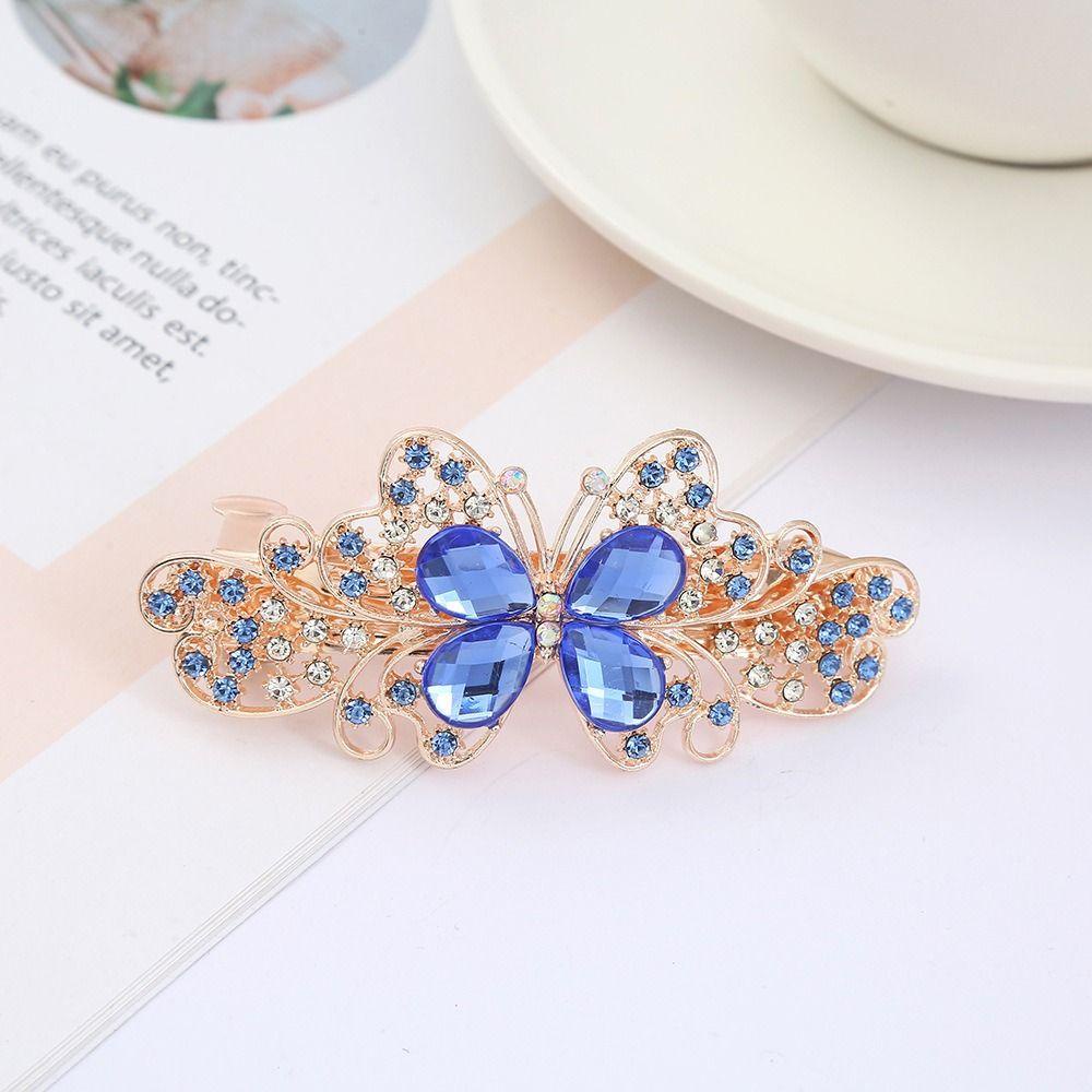 Kẹp Tóc Đuôi Ngựa Cỡ Lớn Họa Tiết Bướm Lấp Lánh Tinh Tế Giá Đỡ