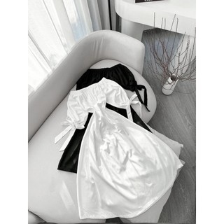 đầm xòe trễ vai tay nơ bigsize midi (thời trang bigsize vicky.g anitagreen) - G1122
