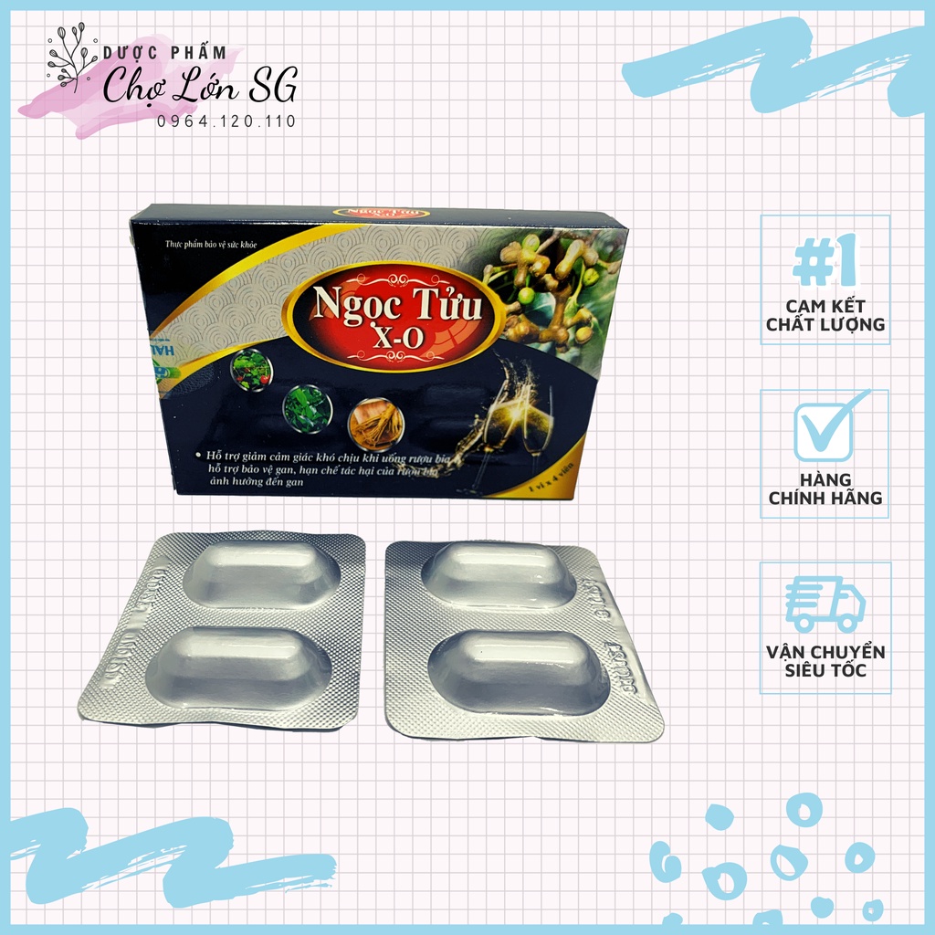 Viên uống giải rượu Ngọc Tửu X-O – hộp 4 viên Việt Nhật Pharma