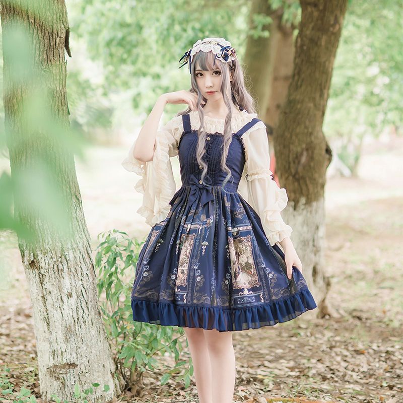 Áo Sơ Mi Voan Tay Xếp Nếp Phối Ren Bên Trong Phong Cách lolita Mùa Thu Dễ Phối Đồ