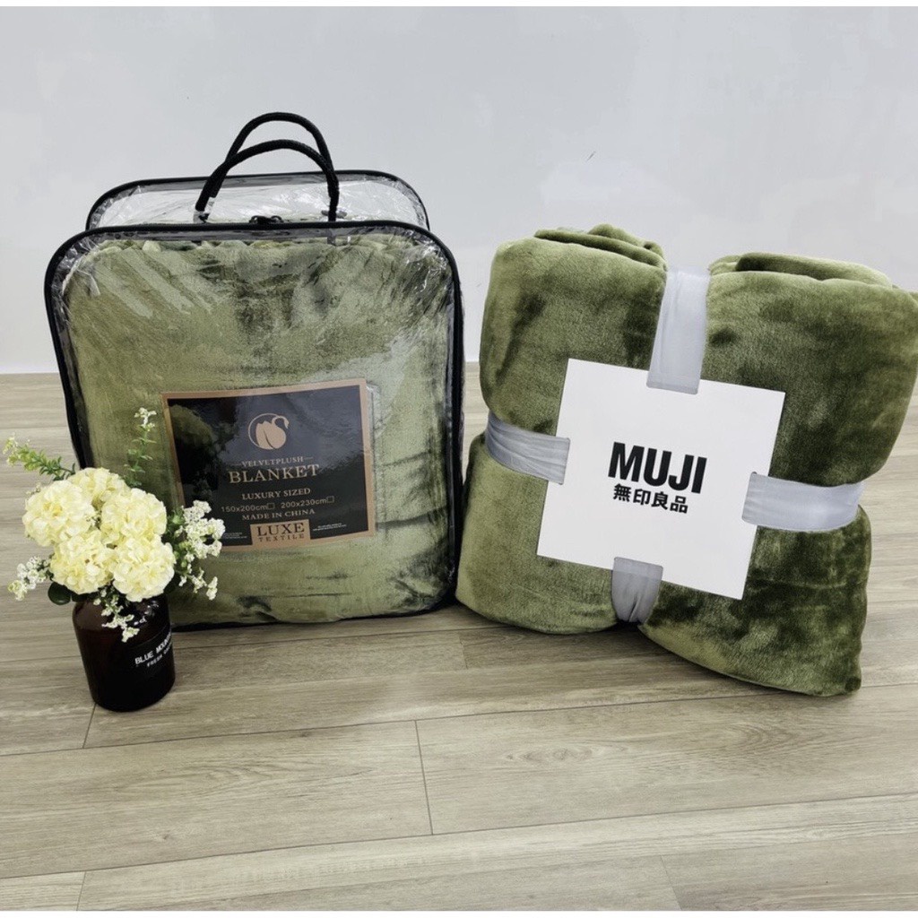 Chăn lông tuyết Muji siêu mềm mịn, chăn lông tuyết cao cấp