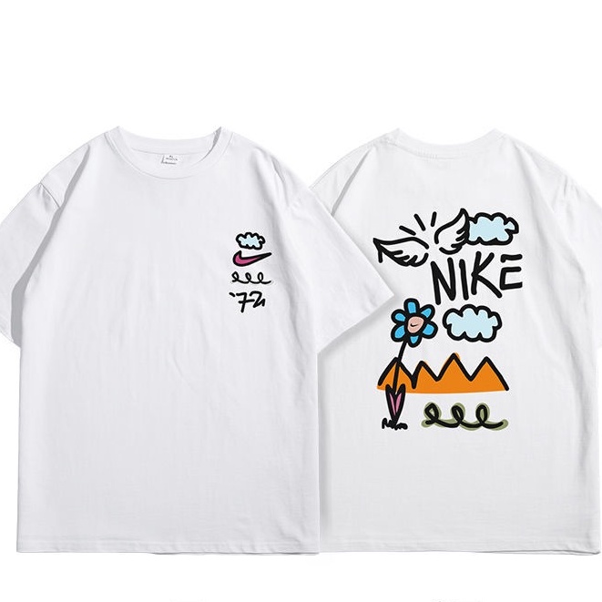 Áo Thun Cotton Thoáng Khí Dáng Rộng In Họa Tiết Graffiti Thời Trang Mùa Hè Cho Nam Và Nữ