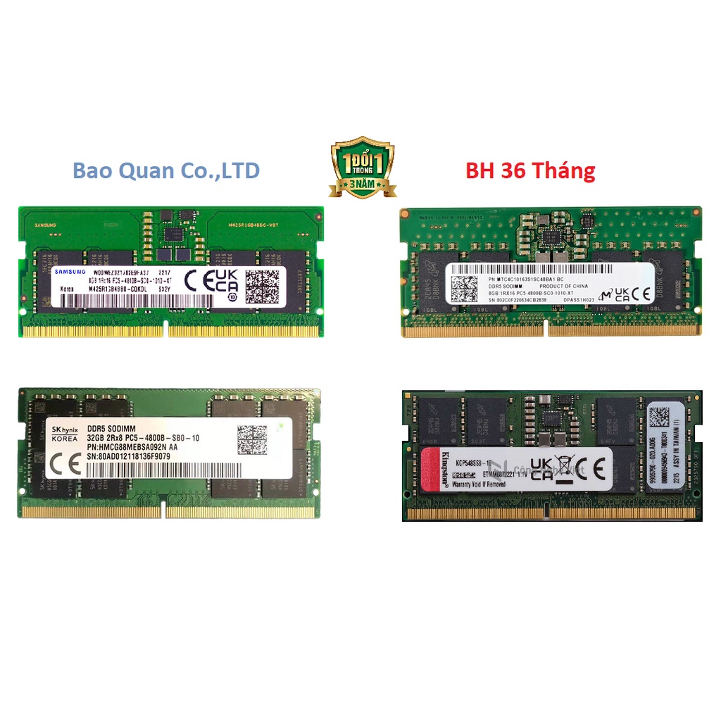 Ram laptop DDR5 Samsung - SK Hynix - Micron Crucial - Kingston 8GB / 16 GB / 32GB Bus 4800 - 5600 - BH 3 năm