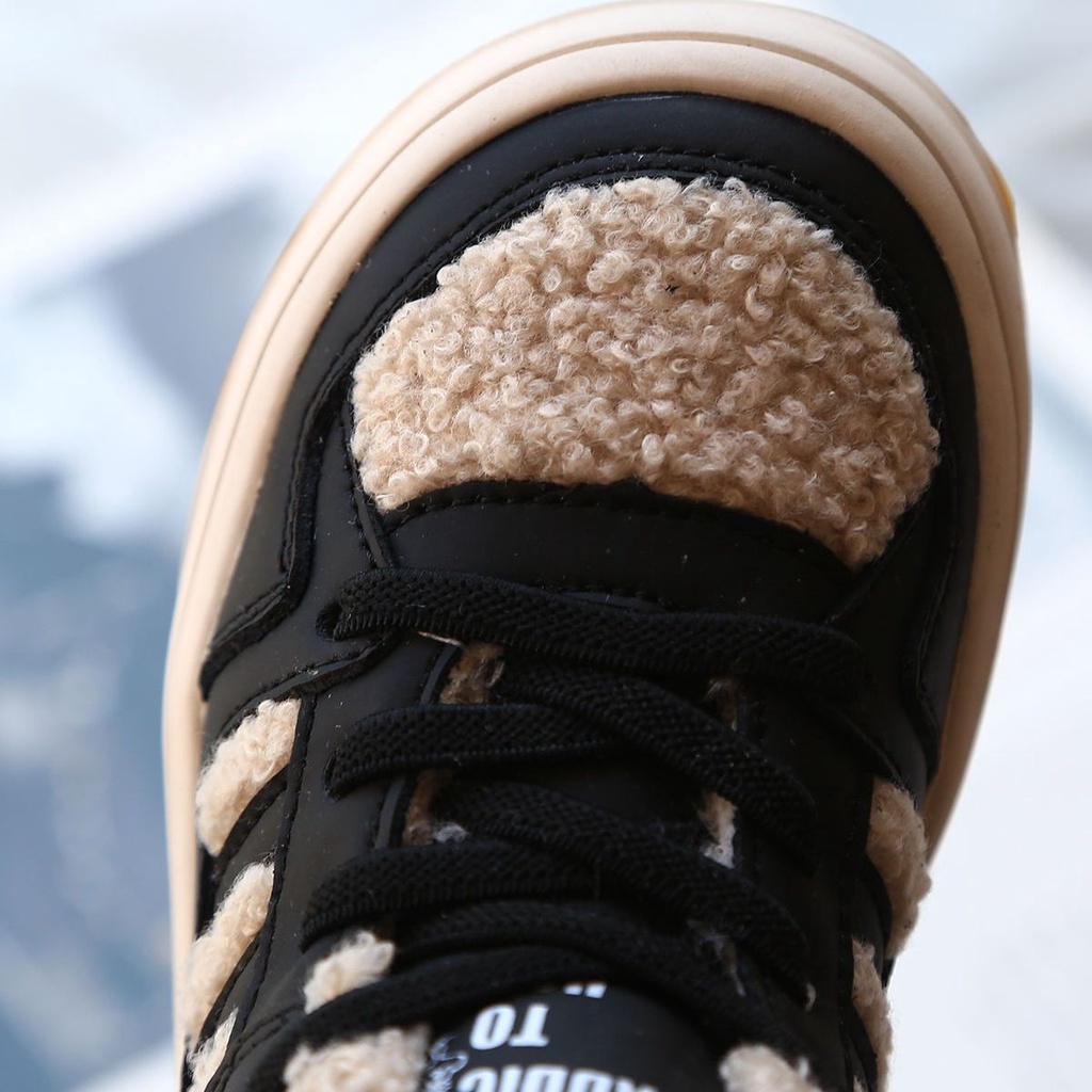 Giày Bốt Cotton Phối Lông Cừu Dễ Thương Cho Bé