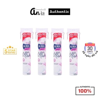 Bông Tẩy Trang Aura 120 Miếng + Thêm 30 Miếng bông tẩy trang dai, mềm không rách