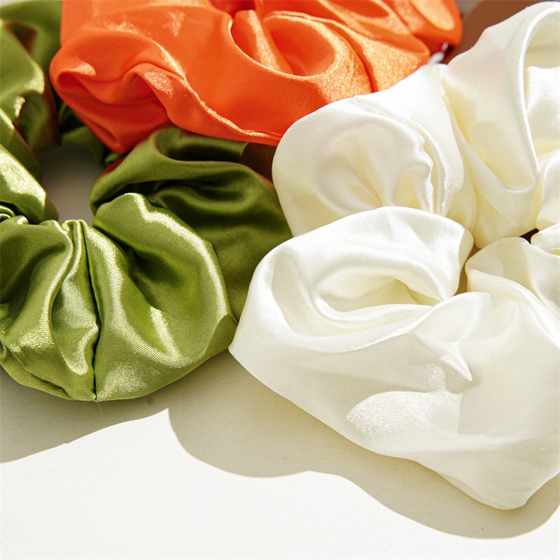 Dây Buộc Tóc Vải Satin Màu Sắc Tươi Sáng Phong Cách Pháp