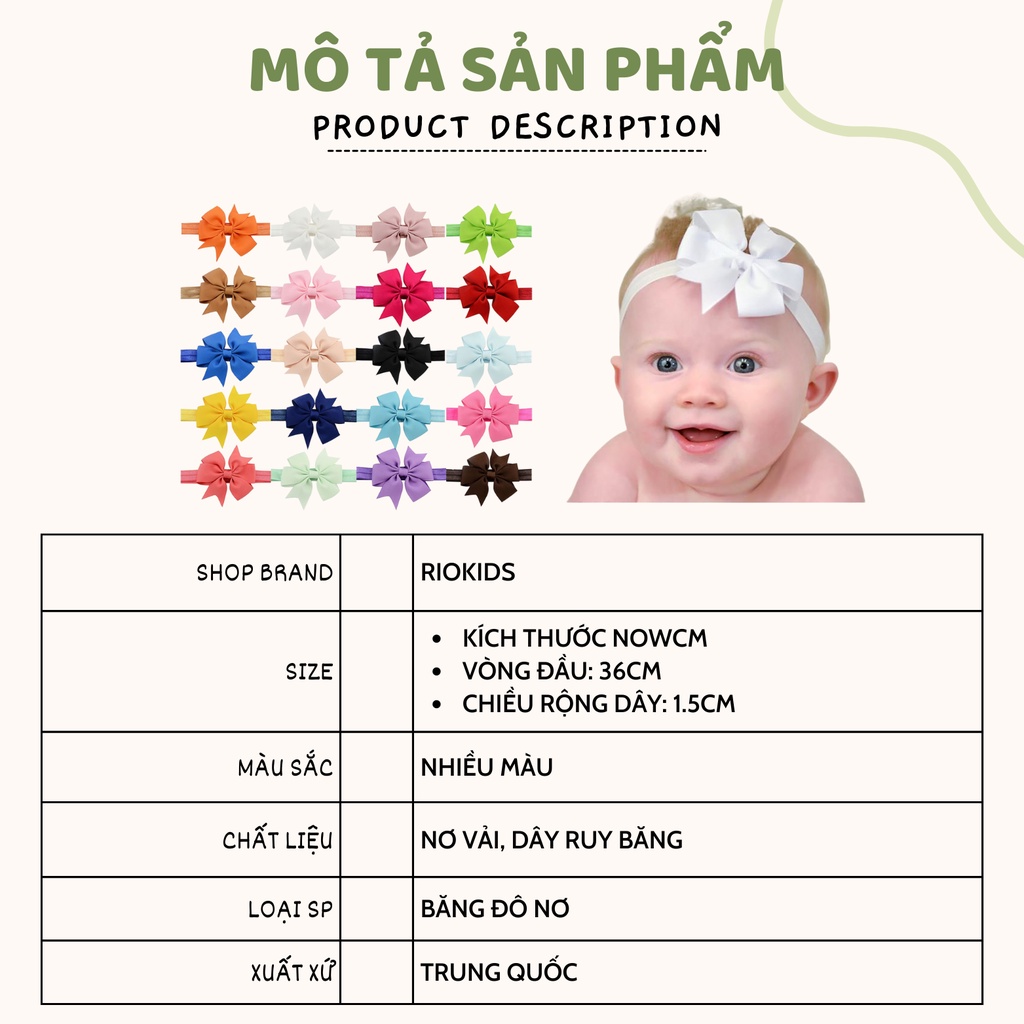 Băng đô turban nơ cài tóc cho bé gái RIOKIDS PKT6