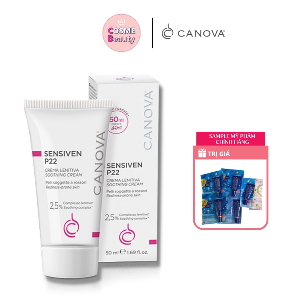 Kem dưỡng làm dịu da ban ngày ITALY CANOVA SENSIVEN P22 Dành cho da nhạy cảm, giảm mụn, dưỡng ẩm 50ml Cosme.Beauty
