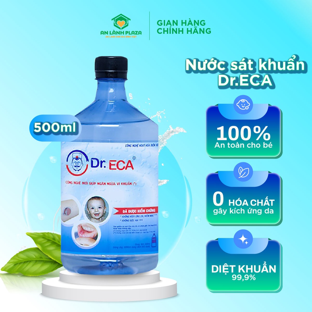 Nước sát khuẩn An Lành Dr.Eca 500ml, dung dịch sát khuẩn tay, vết thương ngoài da, an toàn cho bé