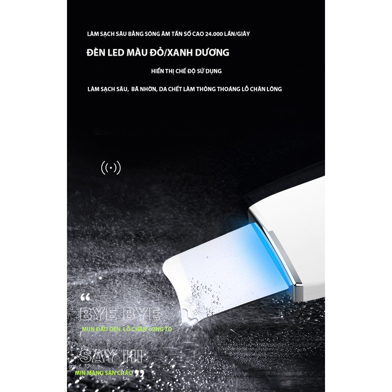 Máy Cà Da Ultrasonic Điên Di Tinh Chất Làm Sạch Sâu Da Mặt Lấy Đi Da Chết Bụi Bẩn Mụn Ẩn