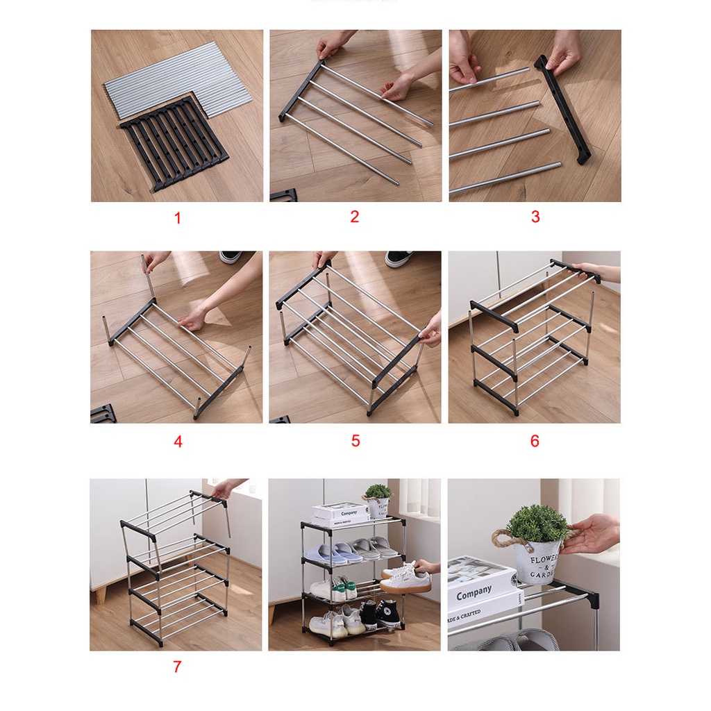 Kệ để giày dép 4 tầng, kệ giày khung INOX chắc chắn, phong cách hiện đại
