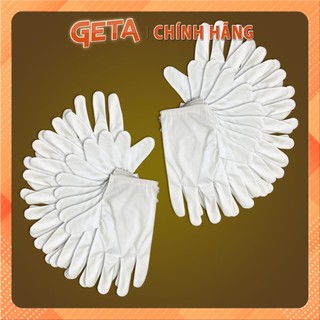Bao tay trắng vải cotton 2 chiều (vải sẹc), găng tay dành cho lễ tân, bảo vệ, duyệt binh (50 đôi)