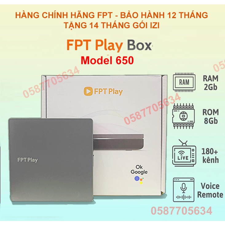 FPT Play Box 650 -  Android TV 11 - Đầu Thu Kỹ Thuật Số - Tivi Box - Gói MAX 14 Tháng