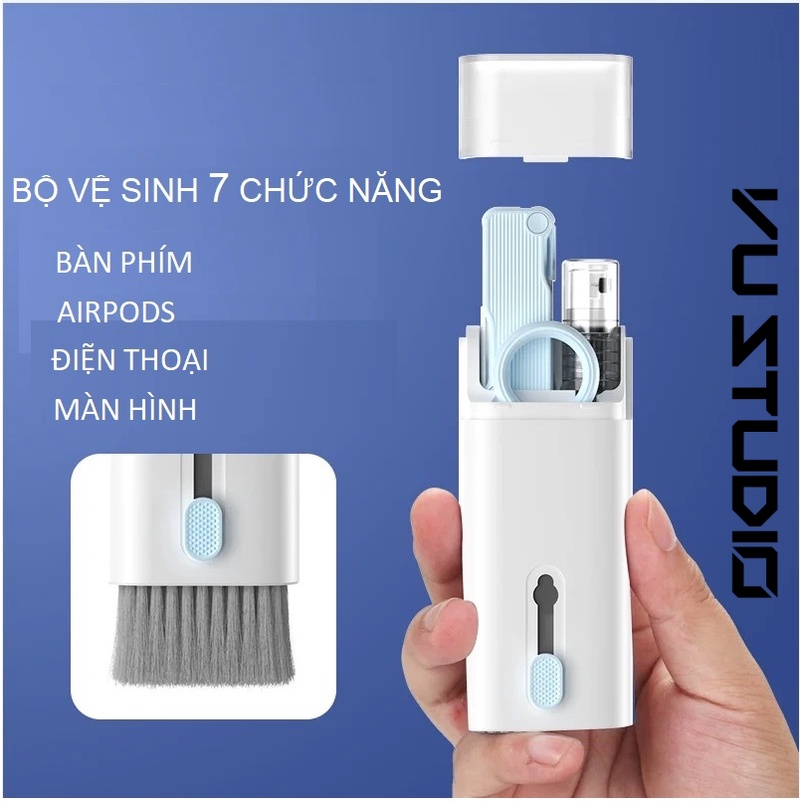 Bộ dụng cụ vệ sinh Laptop - Máy tính - Bàn Phím - Tai Nghe Airpod đa năng 7 in 1 siêu nhỏ gọn Q6E Vu Studio