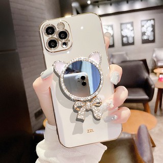 Ốp Điện Thoại TPU Dẻo Tráng Gương Họa Tiết Hoạt Hình Chú Mèo Dễ Thương Cho Oppo A37 A71 A57 A59 A59S F1S F11 A32 A53 A33 A1K F7 A3S A12E A7 A5S A12 A11K F9 Pro A15 A15S A35 A52 A72 A92 A83 F15 A91 Reno 3