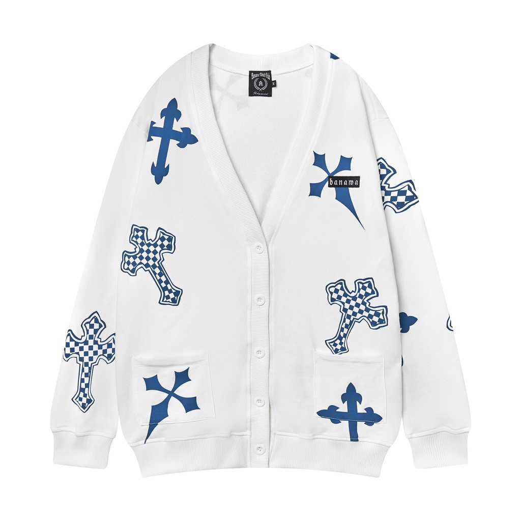 Áo khoác cardigan Banawa Localbrand nam nữ unisex tay dài cổ V - Gothic Cardigan - Màu Trắng