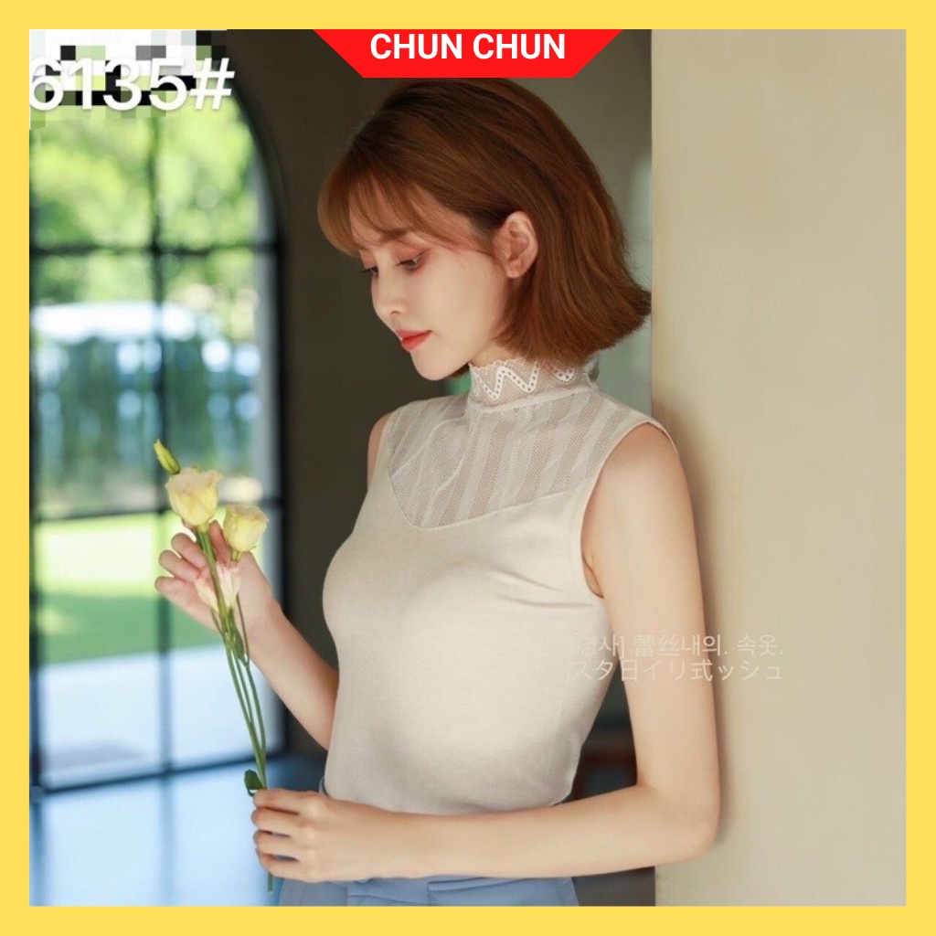 Áo Giữ Nhiệt Cổ Ren Quảng Châu Cao Cấp CHUNCHUN M59, Áo Len Sát Nách Len Tăm 6135