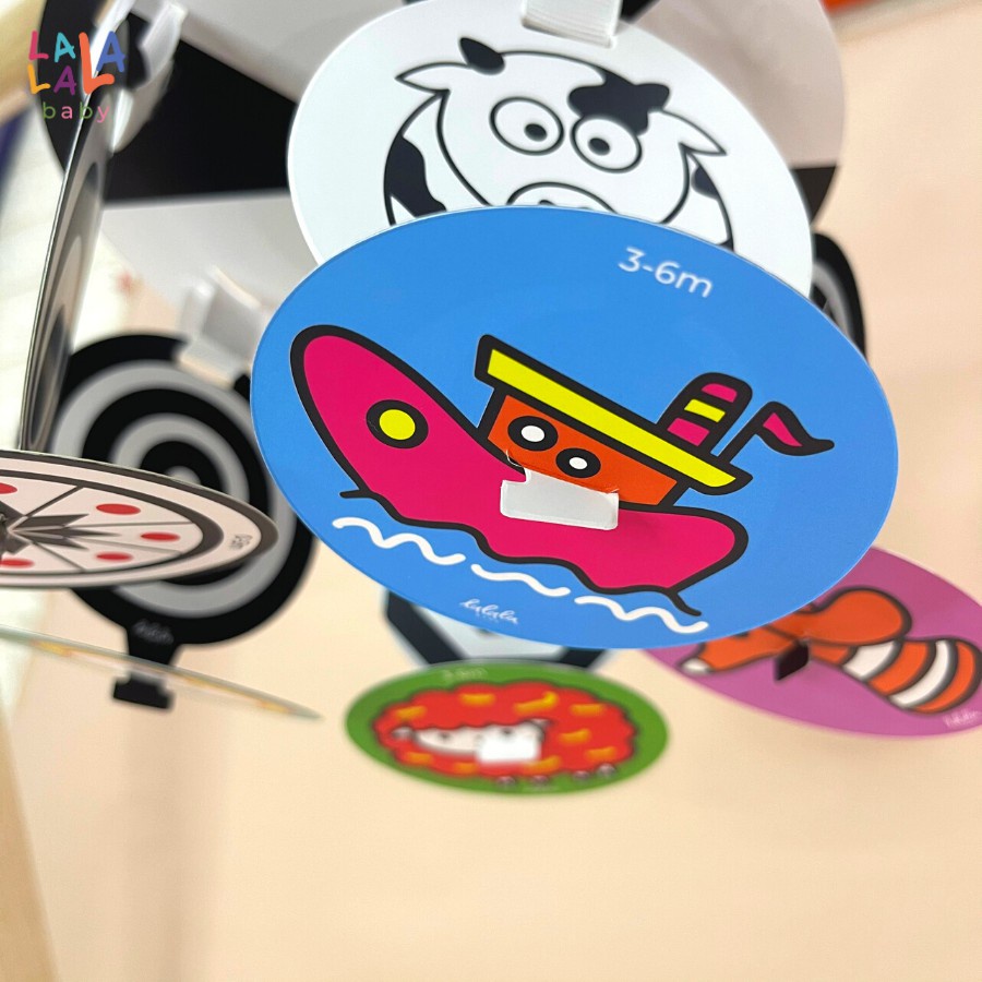 Đồ chơi treo cũi, treo xe đẩy đen trắng kích thích thị giác cho trẻ sơ sinh 10 thẻ gắn nhãn theo độ tuổi shop BOLYN