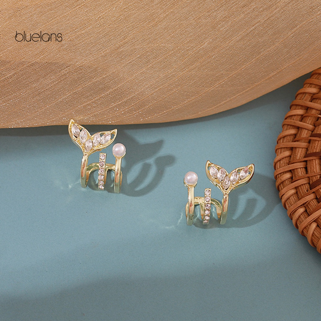 1 Cặp Khuyên Kẹp Vành Tai Đính Đá Zirconia Lấp Lánh Thời Trang