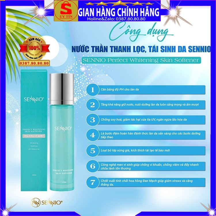 Bộ 4 sản phẩm tái sinh phục hồi dưỡng da mặt trắng căng bóng chính hãng Sennio hàn quốc ban ngày đêm cho nam nữ bà bầu