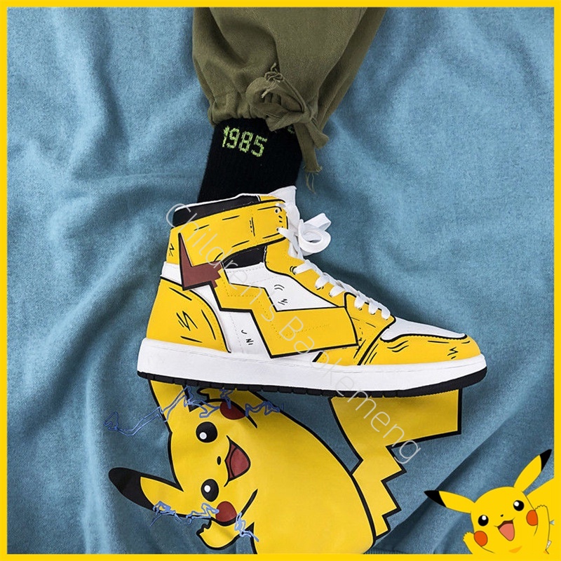 Pokemon Boys Shoes Kids Sneakers Big Kids Shoes High Top Sneakers Pikachu Sneakers Cloth Shoes Schoolgirls Korean Trends Teens All-match Jogging Shoes Fashion Casual Shoes