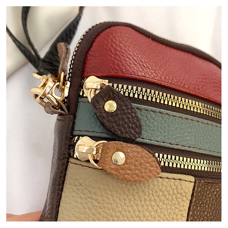 Túi Đeo Chéo Da Bò Mini Nhiều Ngăn Đựng Điện Thoại Thời Trang Mùa Hè Cho Nữ