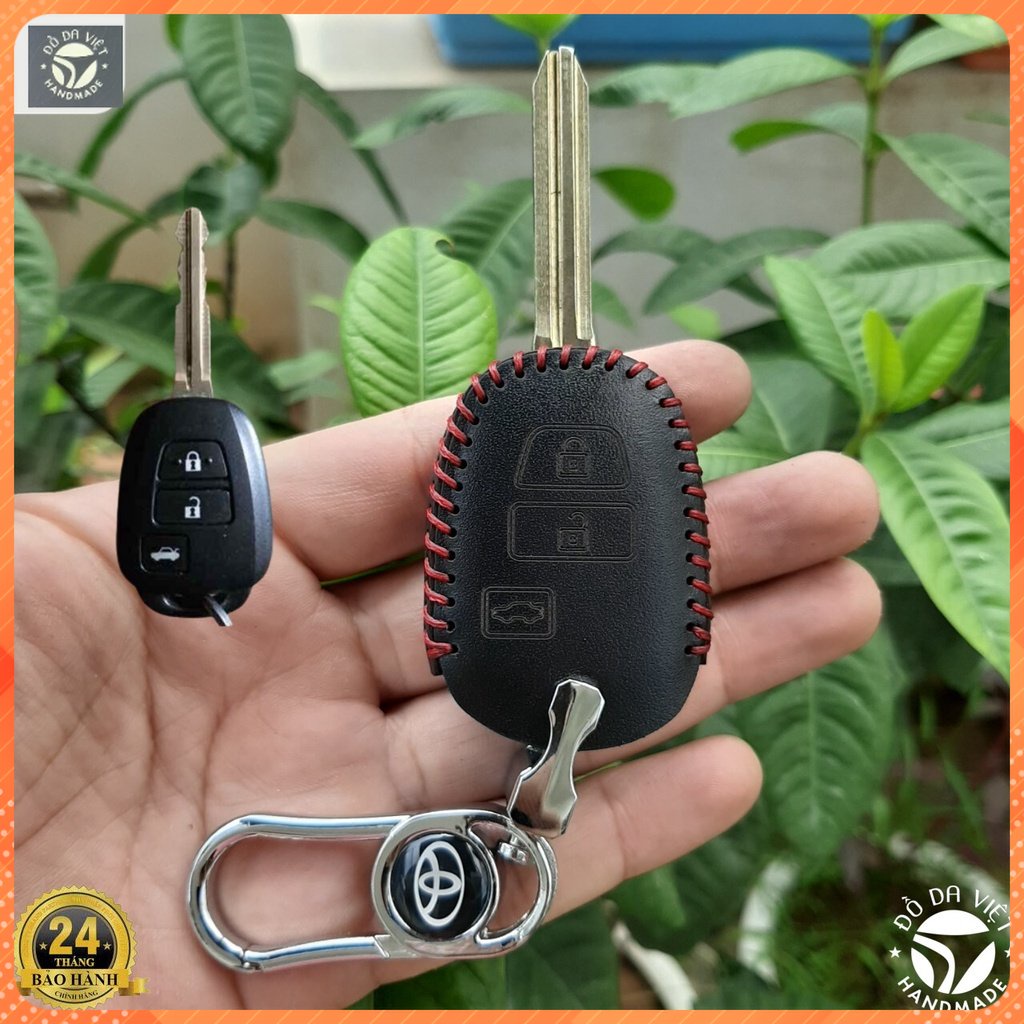 Bao Da Chìa Khóa xe TOYOTA Vios E&G 2014-2018, Vios E2019-2020.Da Bò Nhập Khẩu, Khắc Tên + Số ĐT Chủ Xe