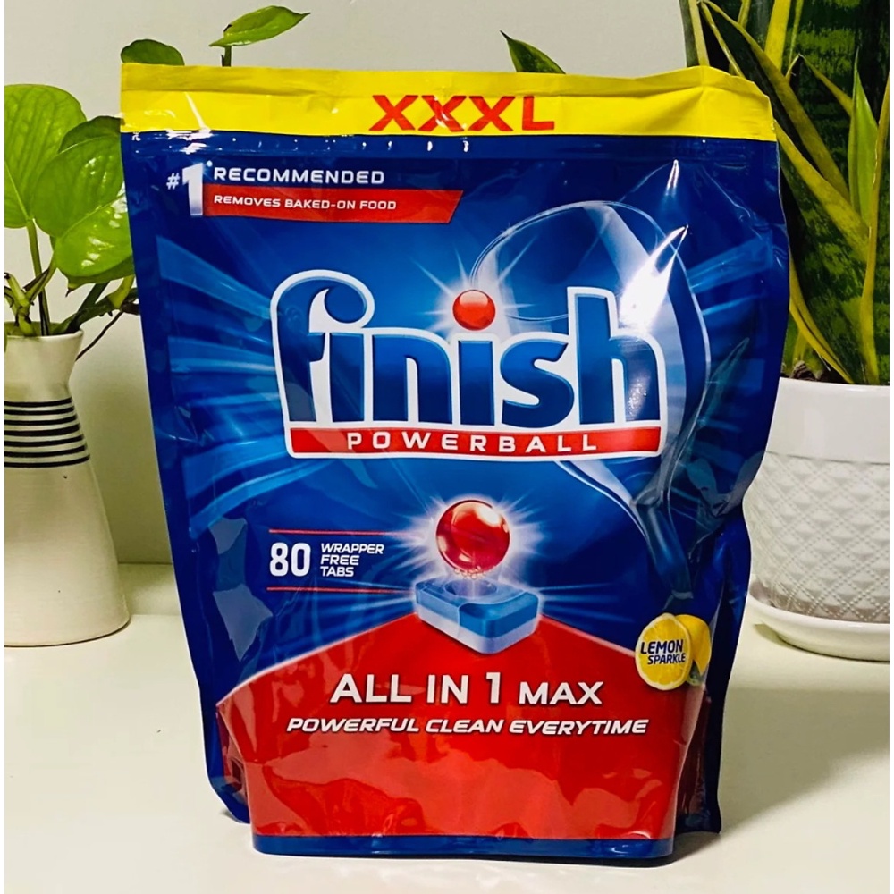 Viên rửa bát Finish All In 1 Max 80 viên hương Chanh - Chính hãng
