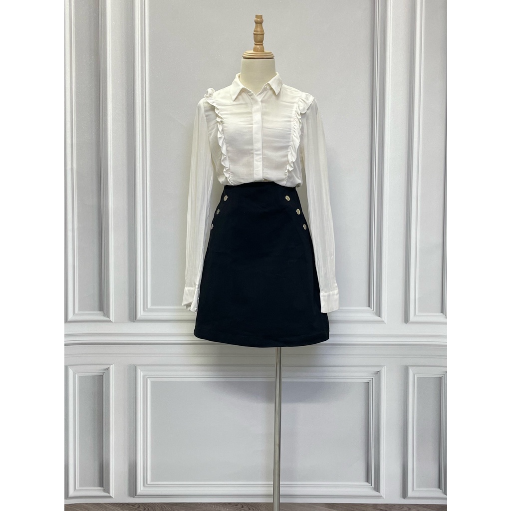 Chân váy kaki KAREN MILLEN hàng hiệu chính hãng thời trang nữ CV803 màu đen size 34 secondhand thanh lý ký gửi