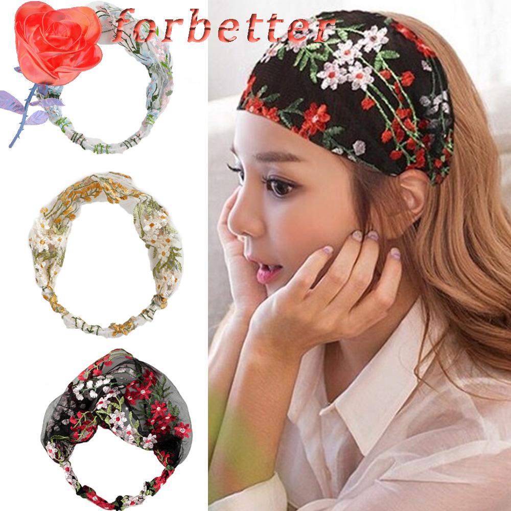 Băng Đô Cài Tóc Phối Ren Hoa Phong Cách Hàn Quốc