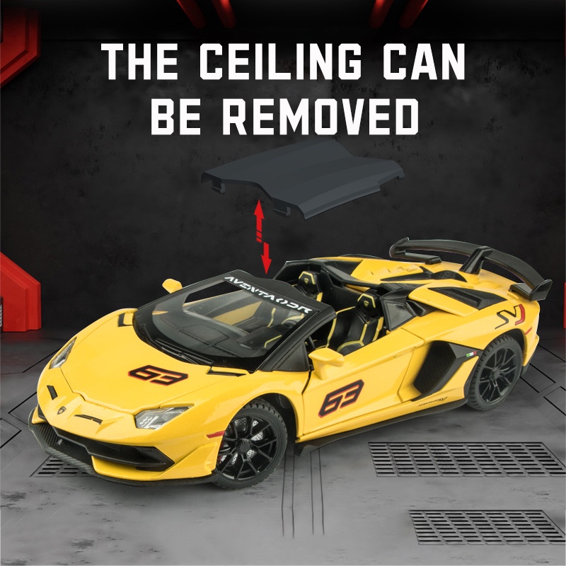 Mô Hình Xe Hơi Lamborghini SVJ 63 Tỉ Lệ 1: 24 Bằng Hợp Kim Có Đèn Và Nhạc Cho Bé Trai