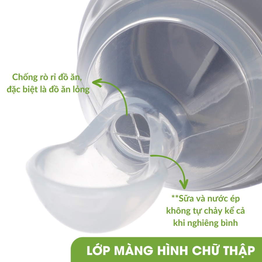 Bình thìa ăn dặm silicon cho bé Haakaa. Dung tích 120ml. Hỗ trợ bé uống sữa, uống nước, ăn cháo