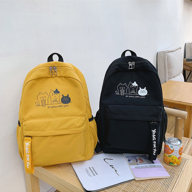 Balo đi học cấp 1 2 3 thời trang nam nữ 3 chú mèo