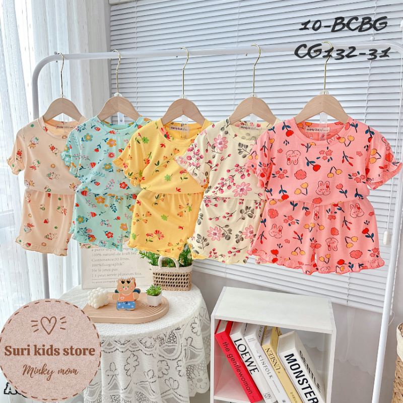 💖 Bộ minky mom (tag mới minly baby) thun lạnh in cây siêu xinh cho bé gái, vải mềm, mịn, mát