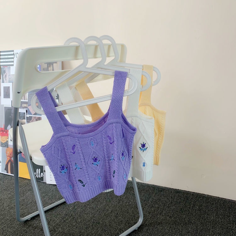 Áo Tank Top Hai Dây Bản Rộng Thêu Hoa Thời Trang Mùa Hè Hàng Mới Dành Cho Bạn Nữ