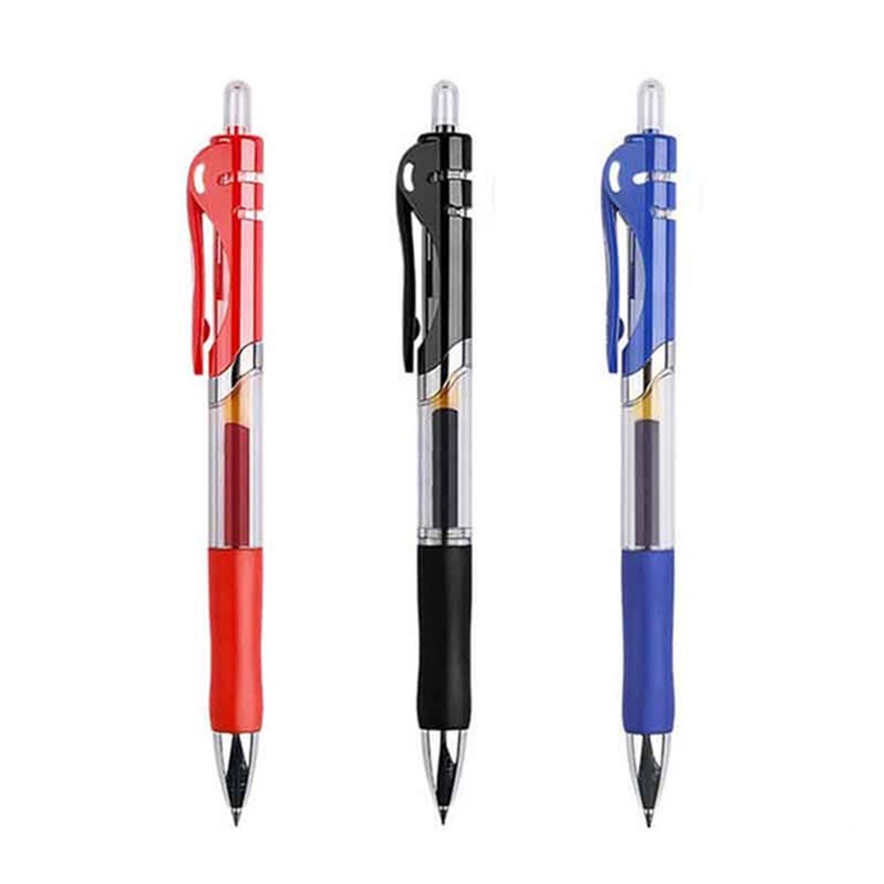 Set 2 Bút Bi Mực Đen / Đỏ / Xanh Ngòi 0.5mm Kèm 10 Lõi Thay Thế