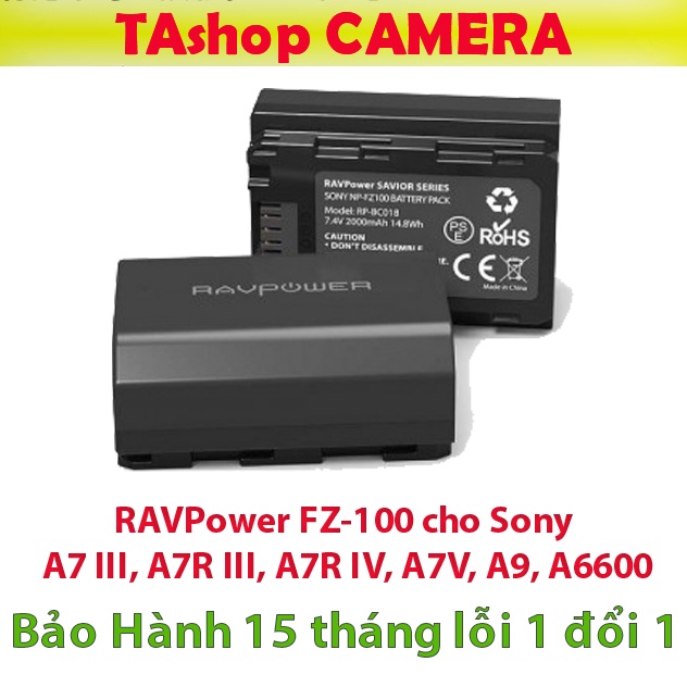 Pin RAVPower FZ-100 cho Sony A7 III, A7R III, A7R IV, A9, A6600