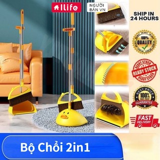Bộ chổi quét nhà chống dính, chổi kèm xẻng hình vịt vàng đáng yêu tiện dụng set 2 in 1- ilifehome