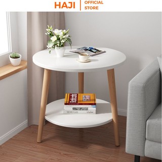 Bàn cafe cực chill cho nhà hàng, quán Bàn trà 2 tầng chống nước chân gỗ sồi cao cấp A54