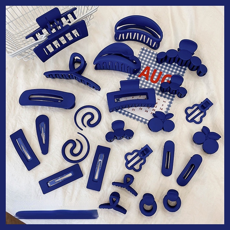 Kẹp Tóc Màu Xanh Klein Cao Cấp Thời Trang Thu Đông Phong Cách Hàn Quốc Mới Cho Nữ