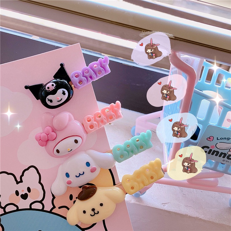 Kẹp Tóc Họa Tiết Hoạt Hình Kuromi Cinnamoroll Melody Dễ Thương Cho Nữ