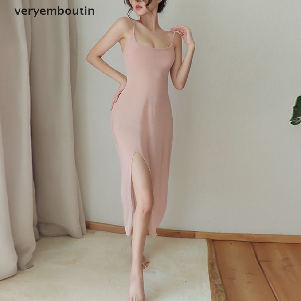 Đầm Ngủ Hai Dây Dáng Dài Màu Trơn Quyến Rũ Cho Nữ