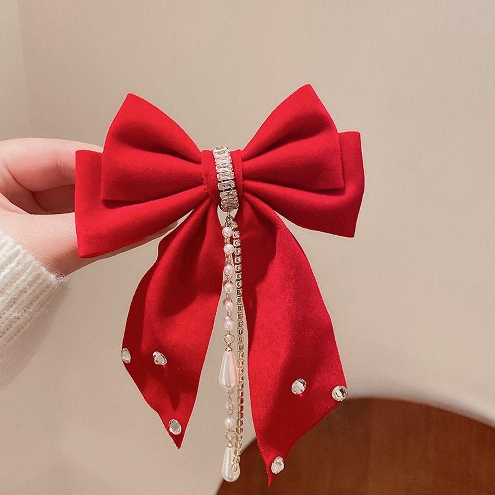 FORBETTER Kẹp Tóc Nhung Phối Tua Rua Phong Cách Vintage Thanh Lịch Mới Cho Nữ