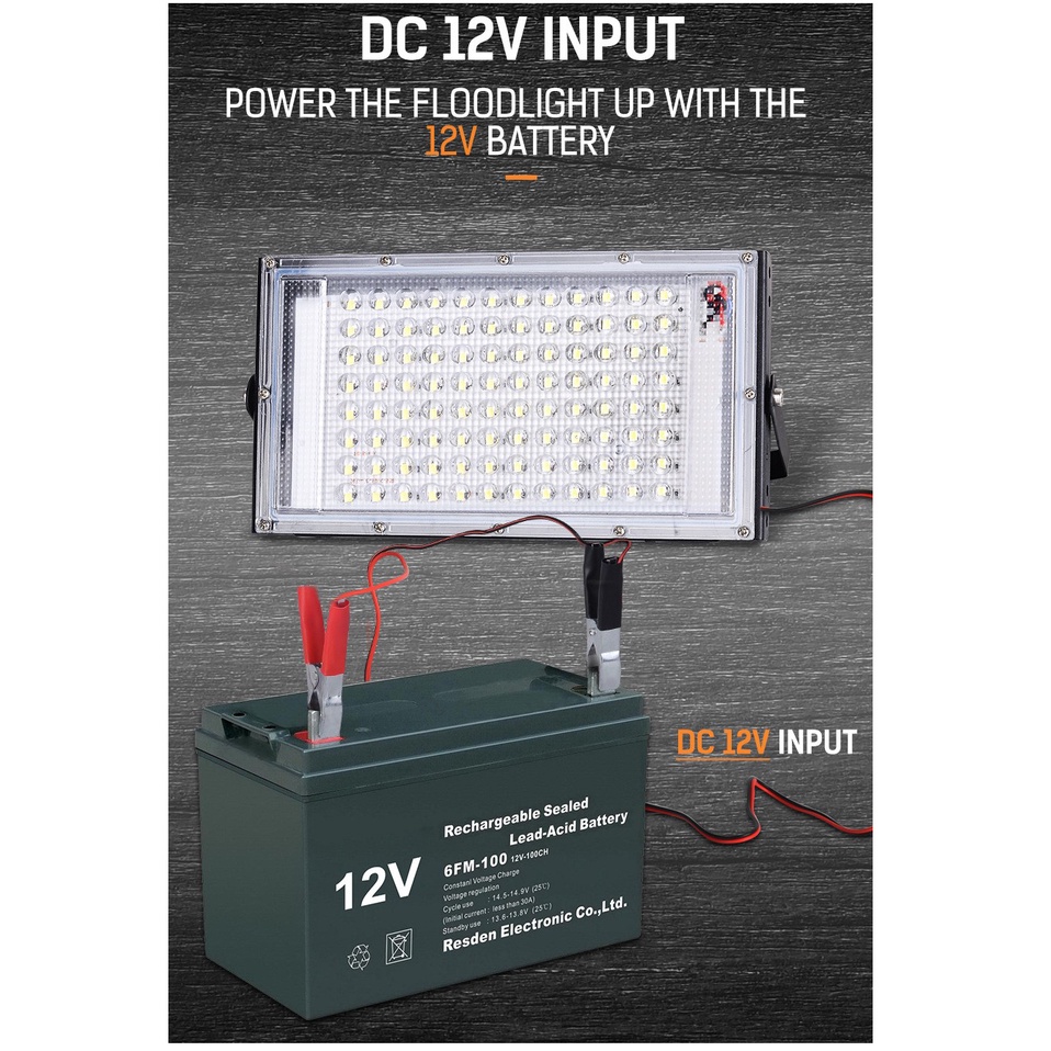 Đèn Led Chiếu Sáng Ngoài Trời 50W DC12V IP65 Chống Nước