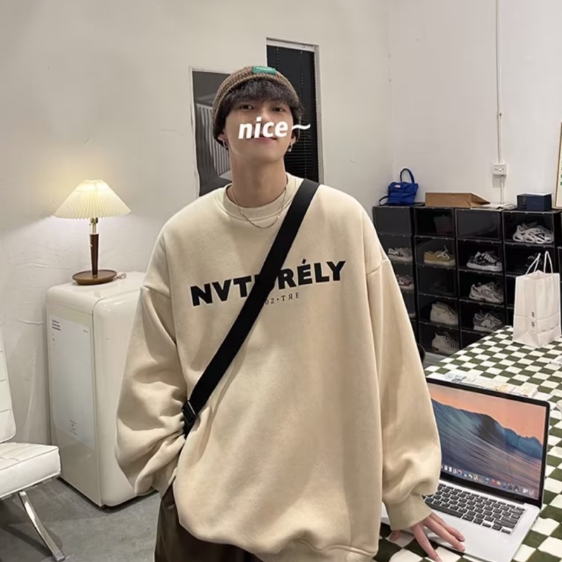 Áo sweater Cổ Tròn Tay Dài In Chữ Phong Cách Thời Trang Nhật Bản Cho Nam Giới Có size Lớn M-5XL